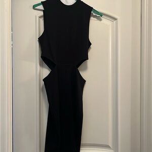 Side cut-out short black dress!